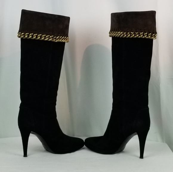 Sergio Rossi Black Suede Over the Knee Boots 39 - Picture 7 of 14